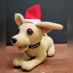 Vintage Applause Brand Taco Bell Chihuahua 6" Plush with Christmas Hat